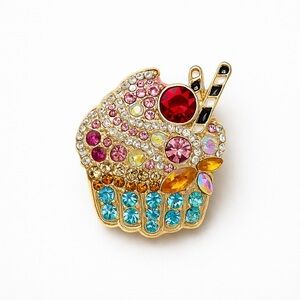 ⚜️❤️ Colorful Cupcake Brooch with Crystals